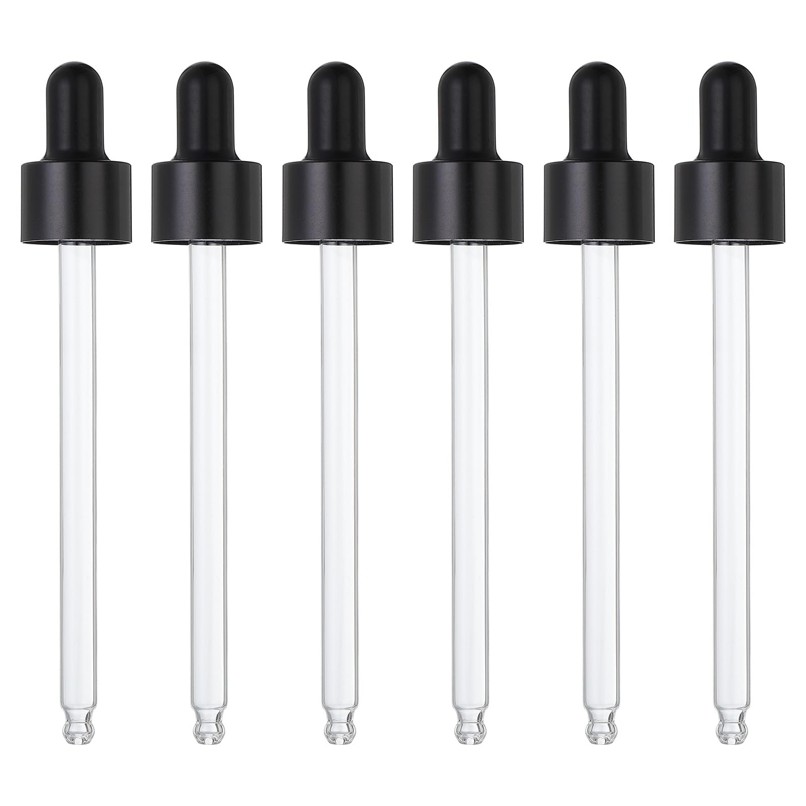 Photo 1 of PATIKIL Glass Eye Dropper Caps, 6 Pcs Anodized Aluminum Glass Dropper Closure Top for 100ml(3.4oz) Essential Oils Bottle, Perfume, Lab Experiments, Black