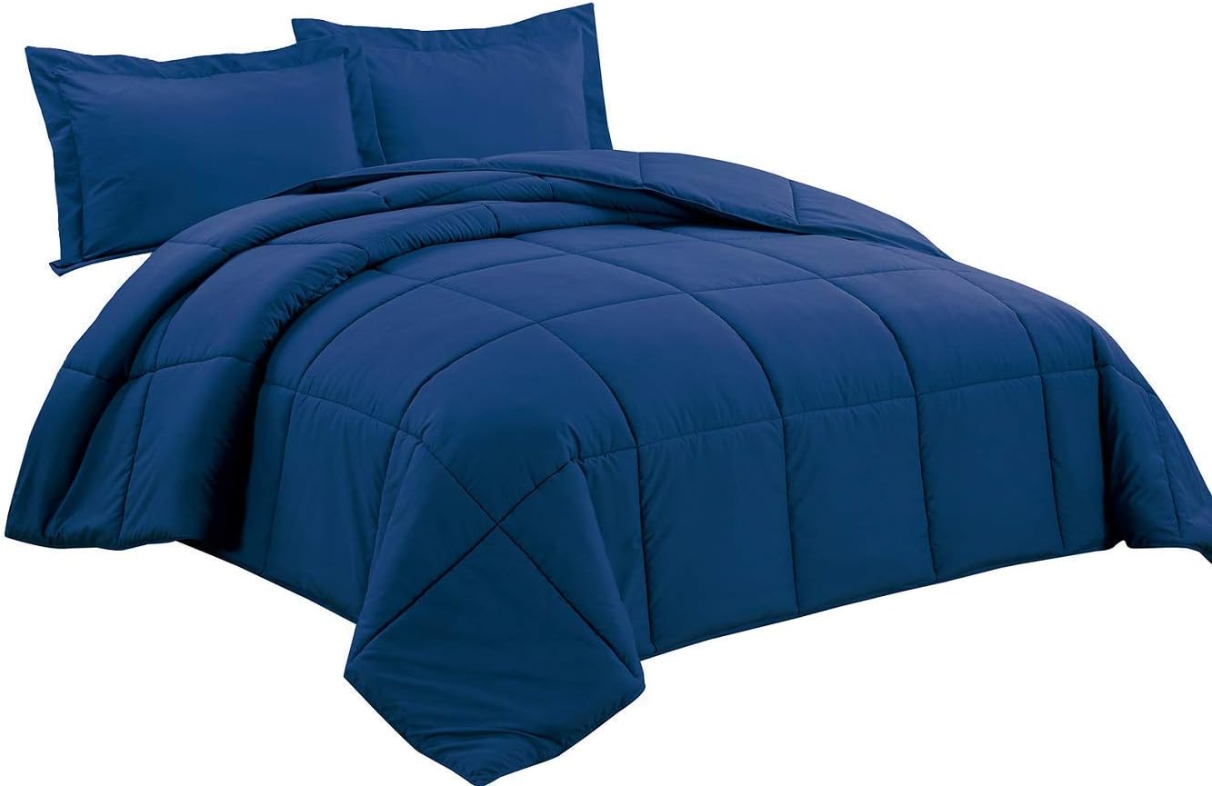 Chezmoi Collection 3-Piece Down Alternative Comforter Set with Shams (King, Gray): Home & Kitchen