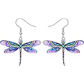 YAYAKO Acrylic Floral Dragonfly Earrings Dangle Charms Insect Dragonfly Gifts for Women Spring Summer Jewelry