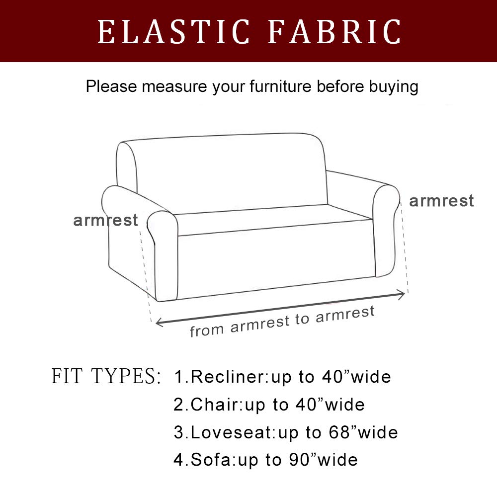 ACOMOPACK Velvet Sofa Cover Stretch Couch Cover for 3 Cushion Couch Cover Sofa Slipcover with Plastic Tuckers and Side Pocket for Living Room Furniture Protector for Dogs(Sofa, Wine red)