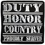 Duty Honor Country Proudly Served Veterans Soldiers Embroidered Iron Sew on Patch - Black by Ranger Return (RR-IRON-DUTY-HONR-CTRY-PRUD-SERV)