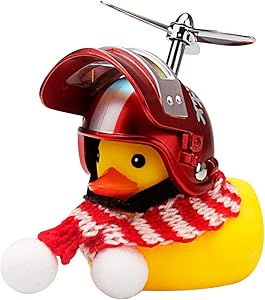 wonuu Rubber Duck Car Ornaments Yellow Duck Car Dashboard Decorations with Propeller Helmet for Christmas Decor and Home Decorations for Adults