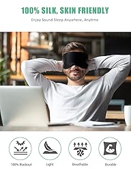 Sleep Mask with Pouch, 2 Pack 100% Real Natural