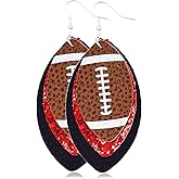 Lightweight Glitter Leather Football Earrings Multilayer Leather Football Baseball Drop Earrings for Women Funny Sports Game Jewelry
