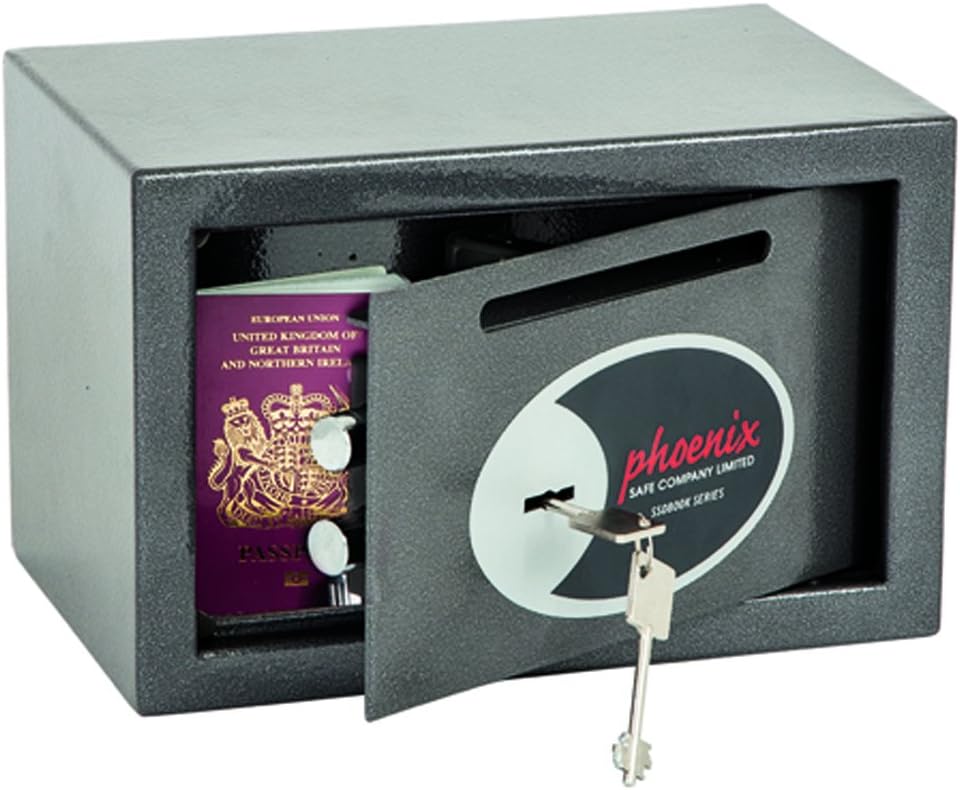 Phoenix Safe Company SS0801KD Size 1 Vela Deposit Home/Office Security Safe with Key Lock, Graphite Grey, X-Small