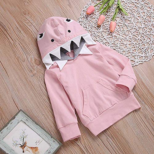 Kshion Infant Boys Girls Winter Shark Hooded Sweatshirt with Kangaroo Muff Pockets& Shark Fin (Pink, 2T)