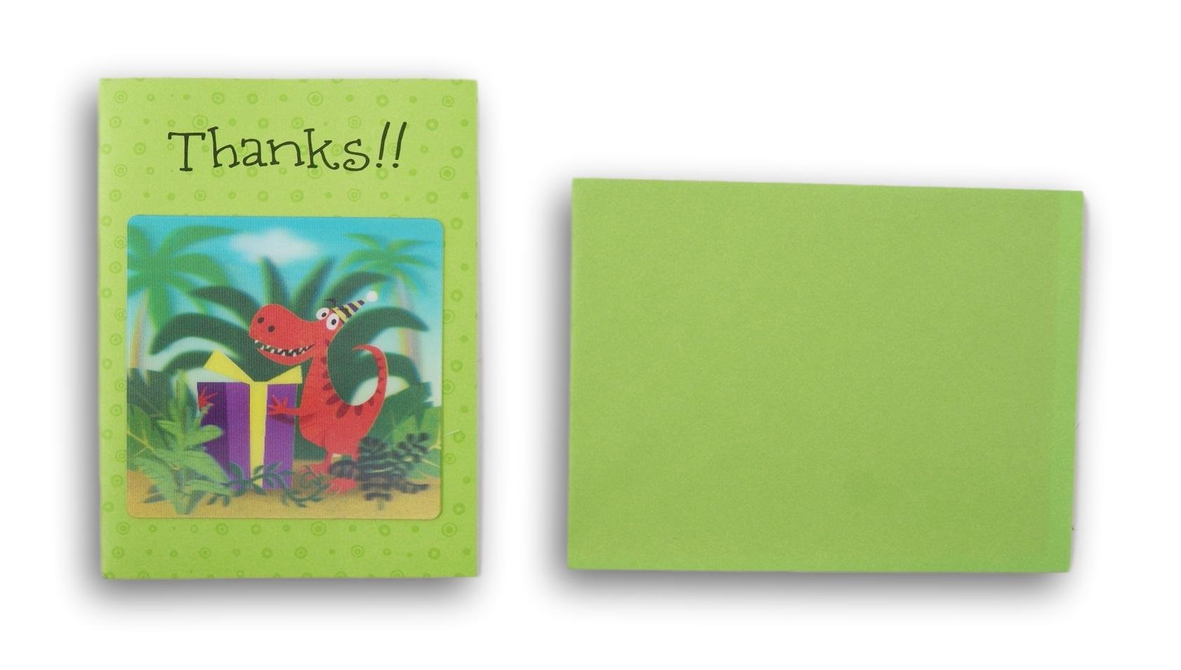 Carlton CardsLenticular Dinosaur Thank You Cards and Matching Envelopes - 8 Count, Green, Small