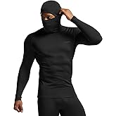 TSLA Men's Thermal Compression Shirts Hoodie with Mask, Long Sleeve Winter Sports Base Layer Top, Active Running Shirt