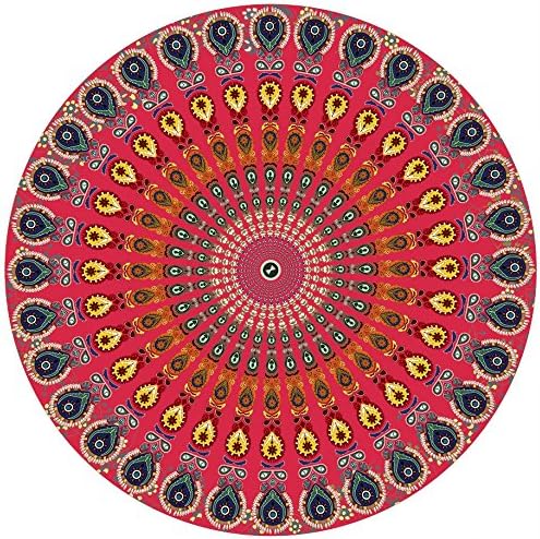LJKEN Indian Mandala Round Roundie Beach throw, Throw Tapestry Yoga Mat Table Cloth Hippy Boho Gypsy Tablecloth Towel wall hanging (NO.9)