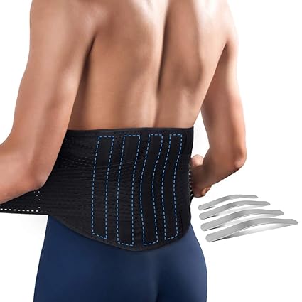 Rückenstützgürtel Lendenwirbel Rückenbandage Lendenwirbelstütze Rücken Gurt Rückenstütze mit Integrierte 4 Stahlstreifen zur 