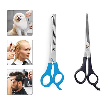 Doberyl Stainless Steel Professional Salon Barber Hair Cutting & Thinning Scissors Hairdressing Styling Tool Including Beard Care. (Combo Scissor) Scissors (Set of 2,)