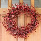 Ridgewood Red Berry Wreath 24 Inch - Stunning Red Berry Front Door Wreath Design That Transforms Winter Decor, Beautiful White Gift Box Included.