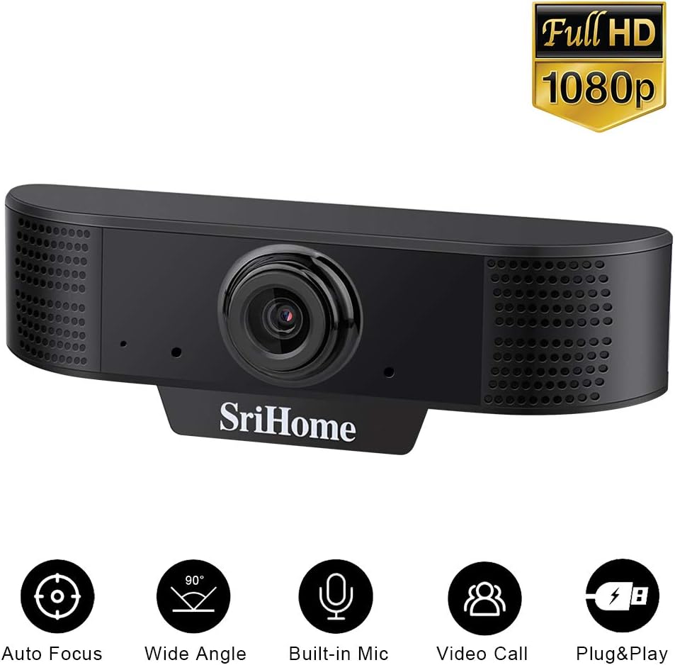 joupugi 1080P Webcam with Microphones, Full HD USB 2.0 Web Camera Conference Video Calling Computer Camera with Adjustable Clip for PC Computer Desktop Laptop