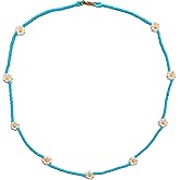 XJCMOON Colorful beaded necklaces for women,Flower Boho Bead Choker Necklace,Beach Necklace 14K Gold Plated,Summer Handmade Jewelry Gifts,handmade necklace for girls (blue)