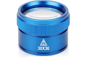 KOPARNEED Magnifying Glass 30X Jewelers Loupe Magnifier 36mm Optical Lens Pocket Loop Magnifier Lens for Close Work Crafts Jewelry Repair Reading Coins Stamps Map(Blue)
