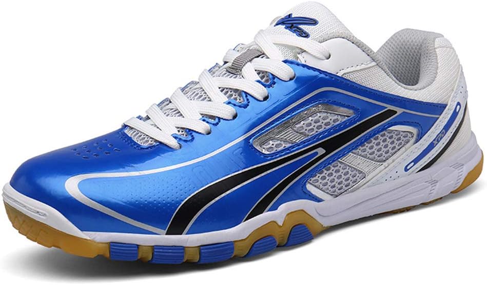 FJJLOVE Table Tennis Shoes, Breathable Badminton Shoes No-Slip Athletic Sports Sneakers Comfortable Racquetball Squash Shoes for Women And Men,Blue,38