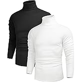 Poriff Men's Casual Turtleneck Pullover Tops Slim Fit Long Sleeve Basic Lightweight Sweaters
