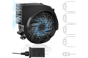 NARUBY 12V 1.2A Replacement Air Blower Fan for 5-9 FT Halloween Christmas Inflatables with 1.5A Adapter 5 LED Light Fans Outdoor Blow Up Motor Replacement Fan Blower Parts for Inflatables Yard Decorations