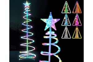 Winkstar Christmas Decorations Spiral Tree Shape Lights RBG LED 8 Modes 5Ft Indoor Outdoor Garden New Year Party Decors Multicolor(5ft-1)