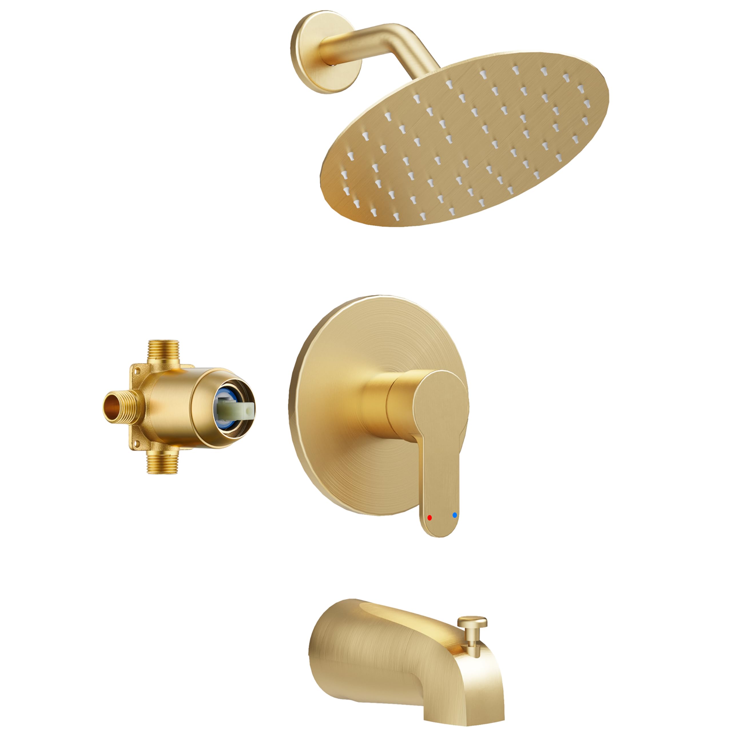 Photo 1 of HomGoo Tub Shower Faucet Set, Tub and Shower Trim Kit with 6 Inch High-Pressure Rian Shower Head,Shower Head and Handle Set, Brushed Gold