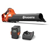 Husqvarna Leaf Blaster 350iB Leaf Blower Cordless, with Battery and Charger | Battery powered leaf blower for homeowners, 200-MPH 800-CFM brushless, 40V Lithium-Ion 7.5 Ah battery, debris scraper