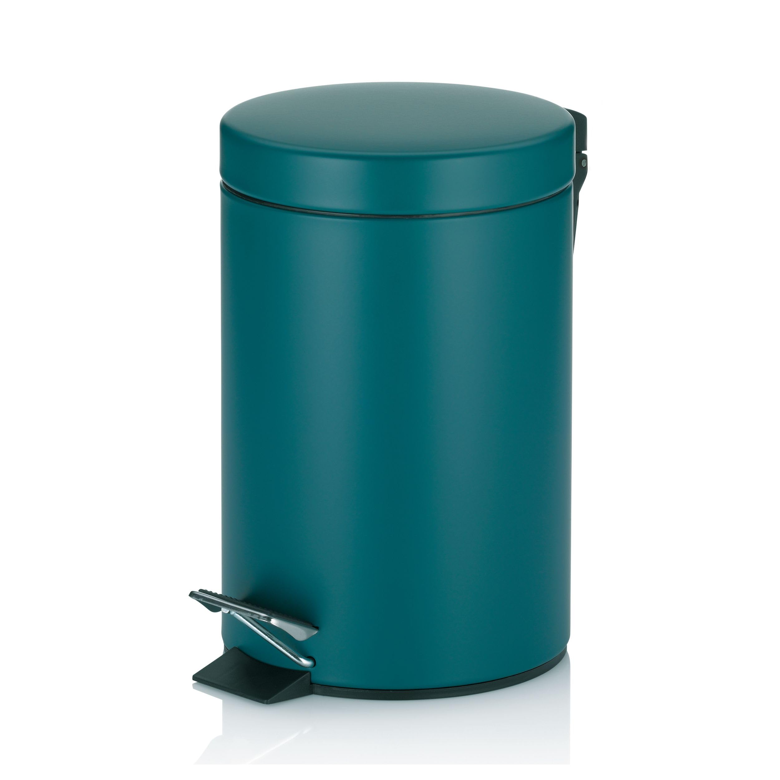 Kela cosmetic bin turquoise 3l, metal pedal bin bathroom, bathroom waste bin with inner bin and carrying handle, MONACO, petrol matt