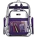 MGgear Clear Transparent PVC School Backpack/ Outdoor Backpack with Purple Trim