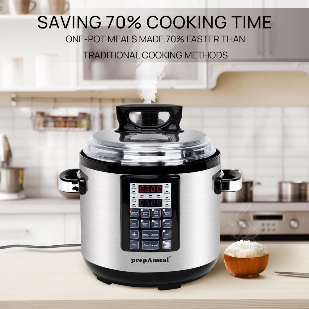 9-in-1 Electric Pressure Cooker 6QT Multi-Functional Programmable Non-Stick Pot, Slow Cooker, Rice, Steamer, Sauté, Yogurt Maker, Warmer, 6 Quart