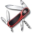 Victorinox Evolution 10 Grip Swiss Army Knife, 13 Function Ergonomic Swiss Made Pocket Knife with Large Blade, Reamer and Nail File - Red/Black