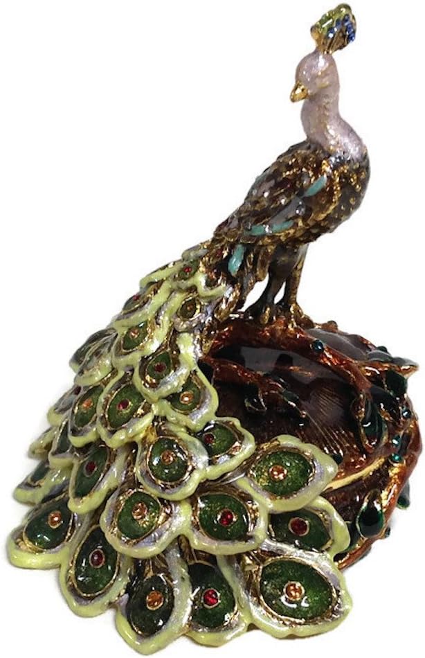 Kubla CraftsKubla Craft - Bejeweled Enamel Trinket Box - Peacock