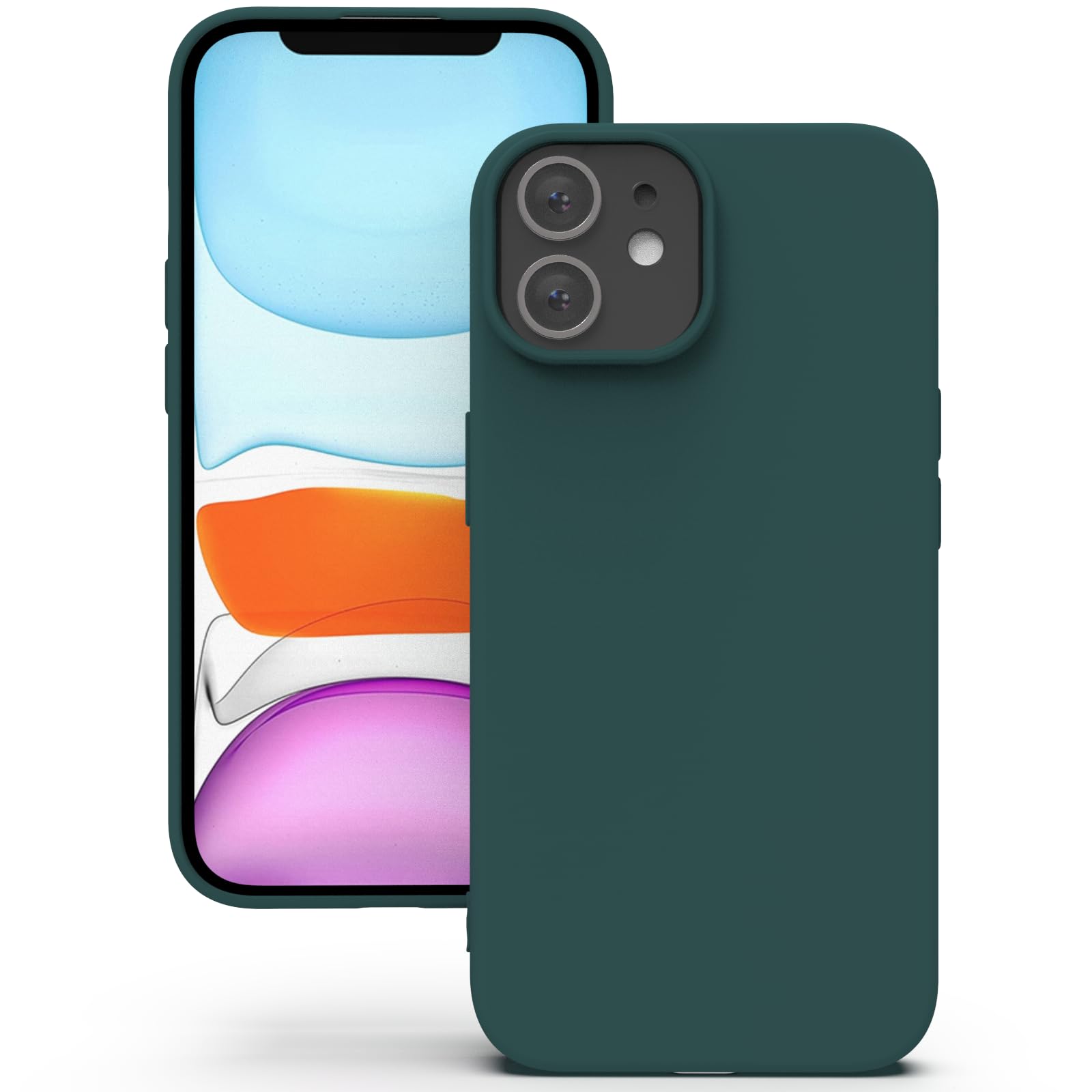 YATWIN Silicone Case for iPhone 11, Soft-Touch, Shockproof, DustProof, Antiskid Full Body Armour Phone Cover for Apple iPhone 11 - Dark Green