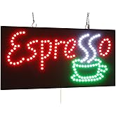 Espresso Sign, 24"x12", 60x30cm, TOPKING, LED, Neon, Florescent, Signage, Signboard, Display, Billboard, Screen, Grand Opening, Gift