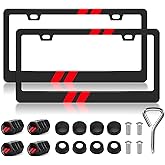 2PCS License Plate Frames for Charger Challenger Durango Journey Accessories with Tire Valve Caps License Plate Covers for Front Rear Car Tags Aluminum Alloy License Plate Holder Fit for All Vehicle