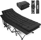 OVERMONT Folding Camping Bed with Mattress 550LBS Support 28in Wide