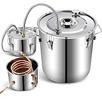 Barbella Moonshine Still Stainless Steel Water Alcohol Distiller Spirits Kit Copper Tube Home Brewing Kit, 3 Pots DIY…