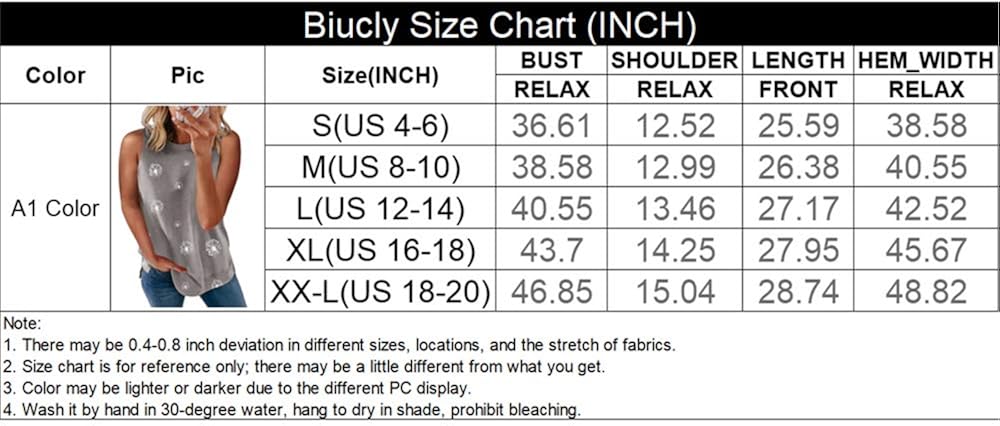 Biucly Women's Crewneck Tank Tops Casual Loose Sleeveless Blouse Shirts: Clothing