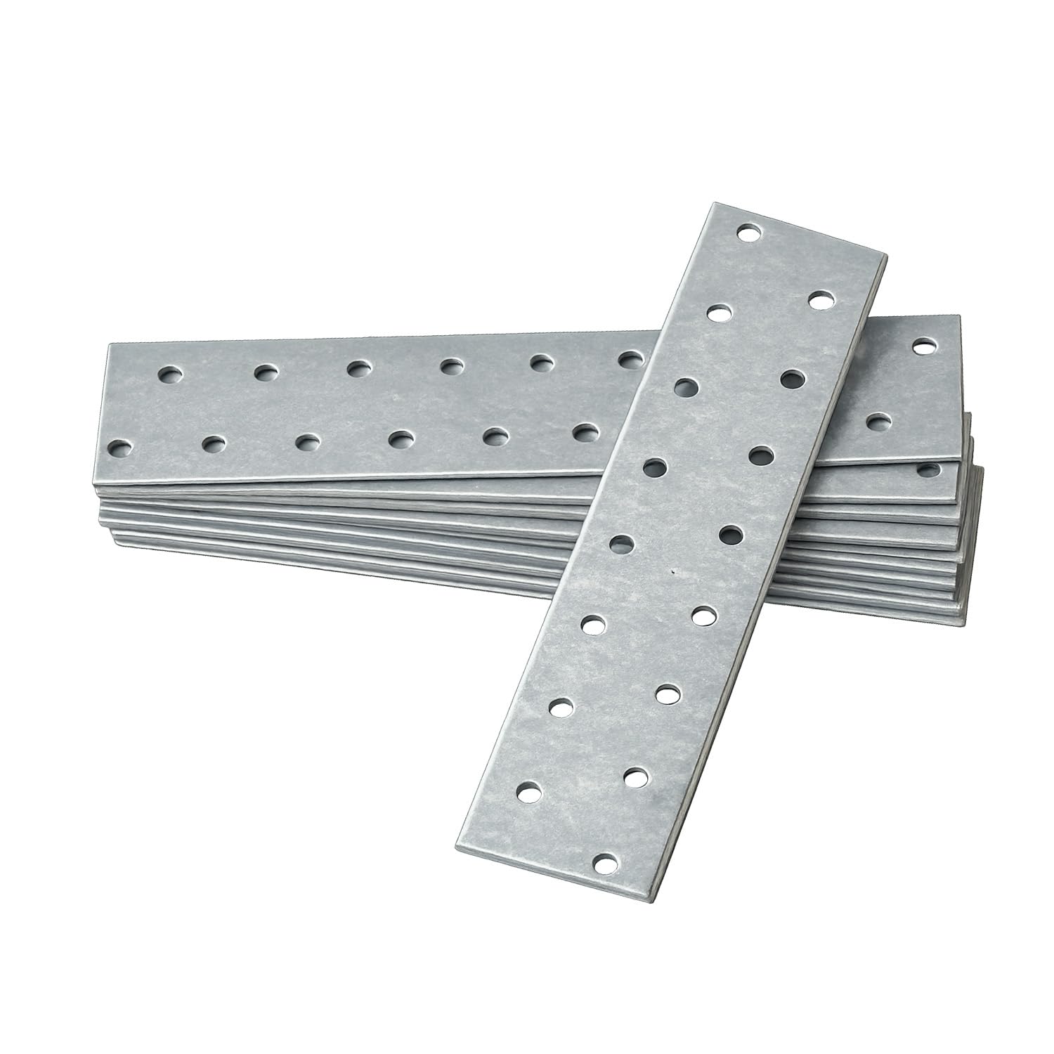 OMIDEAS 10 x Flat Joining Plates (160 x 40 x 2) Connecting Perforated Metal Brace Bracket Timber Wood Fixing Galvanised Steel Repair Connector