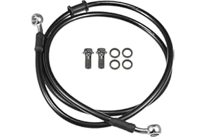 Motoforti Universal Brake Hose Motorcycle ATV Dirt Bike Motocross Braided Hydraulic Brake Line Oil Hose Pipeline, 120cm, Metal, Black Silver Tone, 1 Set