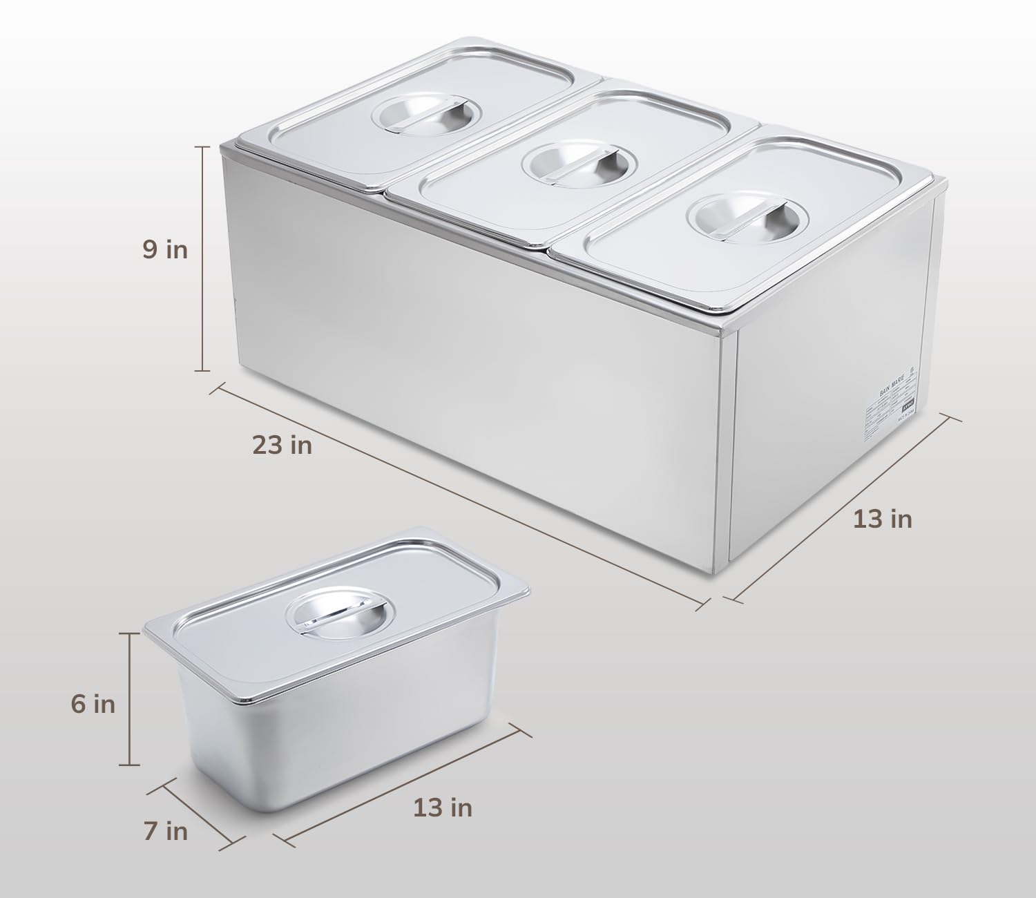 SYBO Food Warmer Commercial Grade Stainless Steel Bain Marie Easy to Clean Steam Table for Buffet Catering and Restaurants, ETL, CE ROHS Certified for Commercial, Safety (3 Sections)