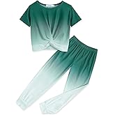 Arshiner Girls Clothing Sets Tie Dye Twist Front Tops & Sweatpants Outfits Sportwear Sweatsuits Tracksuits 4-13 Year