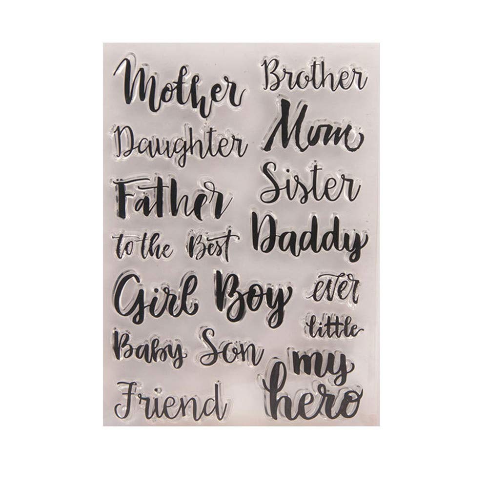 Mother's Day Father Friend My Hero Words Phrase Cards Rubber Clear Stamp for Card Making Clear Stamp