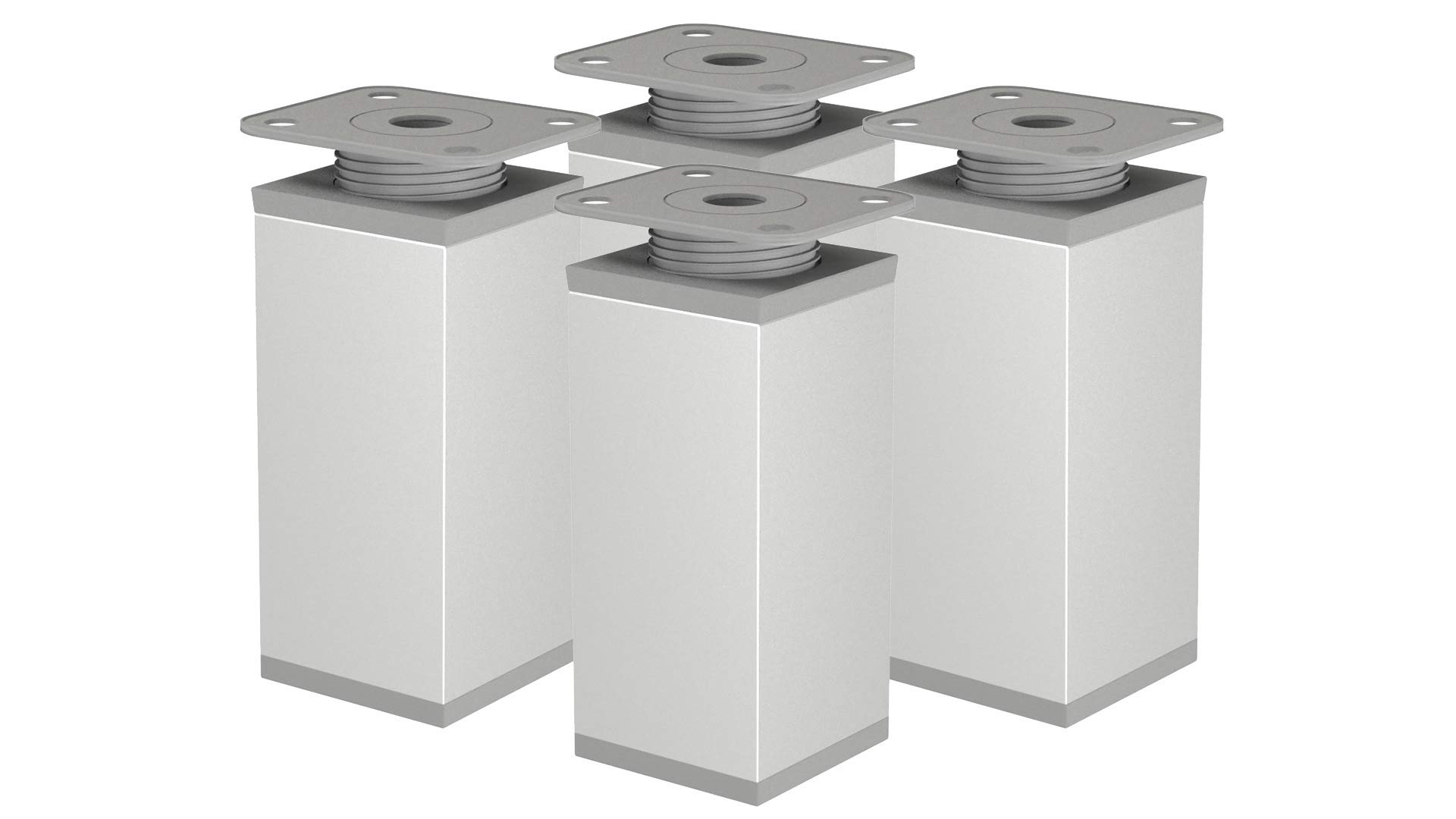 ALUSFERA Furniture Feet, Metal Table Legs, Height Adjustable, Cabinet Feet, 4 Pieces Furniture Legs, 40 x 40 mm, 150 mm, Silver