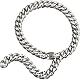 Hip Hop Mens Choker Stainless Steel Miami Chain Curb Cuban Link Rapper Necklace Jewelry with Tail