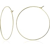 Thin Gold Hoop Earrings for Women 18K Gold Plated Thin Hoop Earring Hypoallergenic Sterling Silver Hoops 50mm/70mm/90mm Simple Lightweight Statement Earrings for Women Trendy Minimalist Jewelry Gifts
