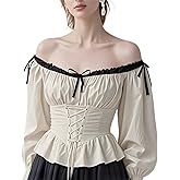 Renaissance Costumes Shirt Women Peasant Blouse Off-Shoulder Tops Halloween Medieval Pirate Costume women