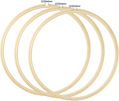 TOKERD 3 Pcs 20 cm Embroidery Hoops Natural Bamboo Round Cross Stitch Rings