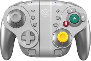 NYXI Wizard Gamecube Switch Controller for Nintendio Switch/Switch OLED, Wireless Gamecube Controller with Hall Effect Joystick(Silver)