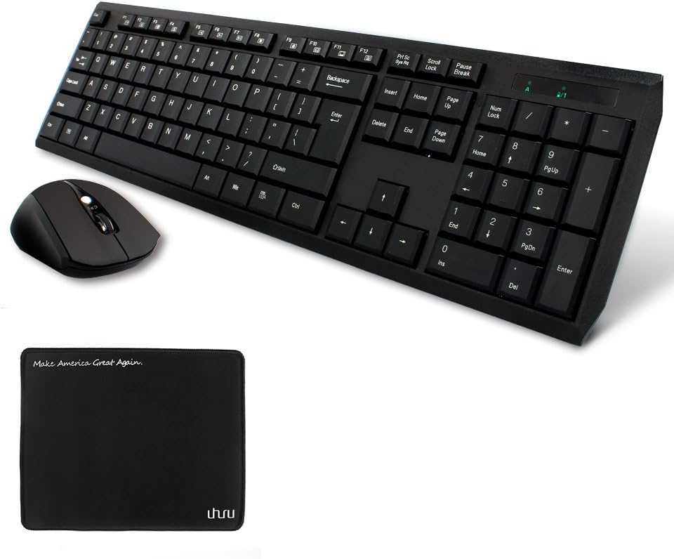 XINNENG Wireless Keyboard and Mouse Combo, Wide Compatibility for PC, Smart TV, Windows, Notebook, 2.4 GHZ Dropout-Free Connection (Black·)