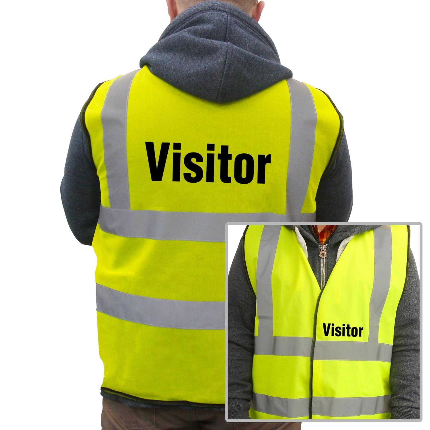 VSafety L-Visitor Basic High-Visibility Safety Vest, Large, Yellow