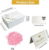 XWCHASA White Gift Box 22x16x8.5cm with Lid Ribbon Card view 2